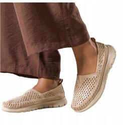 Sergio Leone Félcipő Bézs Női Slip On Áttört Bőr Platform Talpbetét 40 (7115600000404)