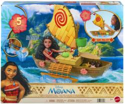 Mattel Set canoe Moana Disney Princess 38 cm, plutitor, cu 5 zone de joaca (MTJLN22) Figurina