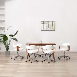 vidaXL Scaune pivotante, 6 buc. alb, lemn curbat & piele ecologica GartenMobel Dekor (3054895)