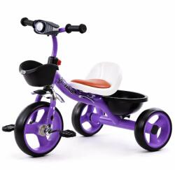  Tricicleta pentru copii 2 ani+, Cos fata-spate, Sa cu spatar, Lumini si muzica, Mov-Negru (TOYS-911-Trici-M)