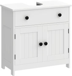HomCom Dulap sub chiuvetă pentru baie, mobilier modern pe picior cu balamale cu închidere amortizată, sertar, 2 uși, alb | Aosom Romania (834-929V00WT)