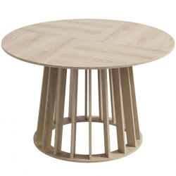 HomCom Masă rotundă pentru 4-6 persoane, Ø 120 x 75 cm, masă de bucătărie cu picior din șipcă rezistent, lemn natural | Aosom Romania (83A-523V00ND)