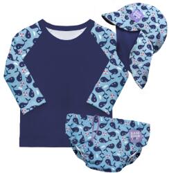 Bambinomio Uv szűrős fürdőruha szett l (9-12 kg) blue whale swset1-2y bluw