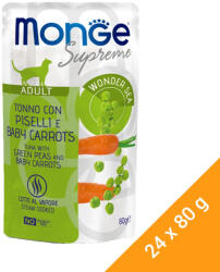 Monge Supreme Adult Alutasakos Macskaeledel (Tonhal, Borsó és Bébirépa) - 24x80 g