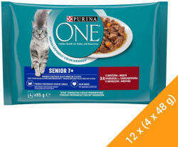 Purina One Senior Nedves Macskaeledel (Marha és Sárgarépa) - 12x(4x85 g)