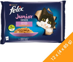 FELIX Fantastic Junior Nedves Macskaeledel Aszpikban (Csirke és Lazac) - 12x(4x85 g)