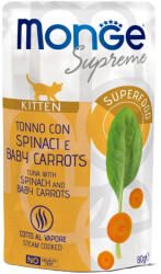 Monge Supreme Kitten Alutasakos Macskaeledel (Tonhal, Spenót és Bébirépa) - 80 g