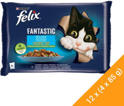 FELIX Fantastic Nedves Macskaeledel Aszpikban (Lazac, Cukkini, Pisztráng, és Zöldbab) - 12x(4x85 g)