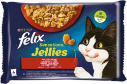 FELIX Sensations Jellies Házias Válogatás Nedves Macskaeledel Aszpikban (Marha és Paradicsom, Csirke és Sárgarépa) - 4x85 g