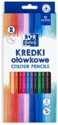 Oxford Creioane colorate triunghiulare Oxford, mina 3 mm, set 12 + ascutitoare, in cutie de carton 400174524