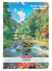 Herlitz Caiet Herlitz A4, 60 file, 70g/mp, matematica, colturi rotunjite, Motiv Discover Romania (9487880)