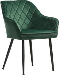 SONGMICS kárpitozott bársony étkezőszék karfával, 110 kg teherbírás, 63x60x85 cm, zöld