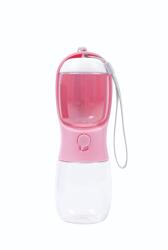 M-PETS ON THE ROAD utazó vizes és eledeles palack 2in1 300 ml rózsaszín