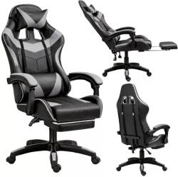  LEAN forgó irodai gamer szék lábtartóval és párnákkal, fekete és szürke (5905991095415) - pepita - 27 733 Ft