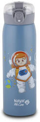 NAVA Sticla termoizolanta cu pai integrat Nava We Care, perete dublu, fara BPA, 500 ml, Albastru (10-110-011)