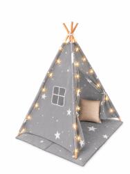 Ginger Home Little Stars pamut tipi sátor gyerekeknek, szürke csillagos (JW-KT001-G)