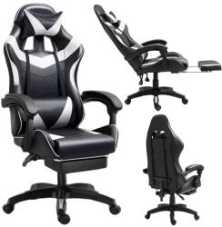  LEAN Forgós Irodai Gamer Szék Lábtartóval és Párnákkal, Fekete és Fehér (5905991095385) - pepita - 27 691 Ft