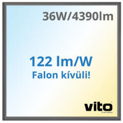 VITO LED panel (600 x 600 mm) 36W - CCT változtatható színhőmérséklet, Backlit, falon kívüli, fekete keret (2430480)