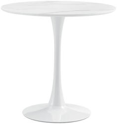  Étkezőasztal, világos márvány/fehér, átmérő 80 cm, LORIAN