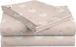  Cearsaf din bumbac pentru patut de copii SWAN CLOUD roz 110x160 cm