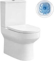 Cerano - Vereto monoblokkos WC, Rimless - perem nélküli öblítés + PP ülőke - alsó/hátsó kifolyás - fényes fehér - 80, 5x37, 5 cm (CER-667757)