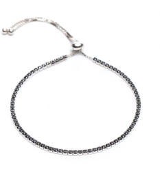 ElectraStore Bratara Tennis Reglabila Din ARGINT 925 si Cristale Zirconia Negre (BR0171S)