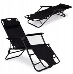 ModernHOME Kerti napozóágy fejtámlával összecsukható kivitel fekete MultiGarden (ZRL010 BLACK)