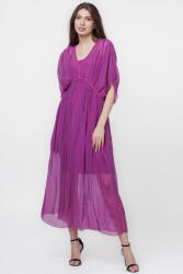 SHOPIKA Rochie Goddess din matase si vascoza cu snur impletit pe decolteu si talie, magenta Talie unica