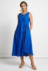 SHOPIKA Rochie midi, asimetrica, din in, cu croiala ampla A-line si detaliu drapat, albastru electric Talie unica
