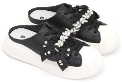 Női flip-flop papucs Sca'viola S-327 Black fehér-fekete Bőr MÉRET37 (S-327 BLACK)