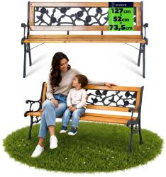 Kadax Kerti Pad 127cm Park Fa Pad Öntöttvas Háttámlával Rózsa (K10060)
