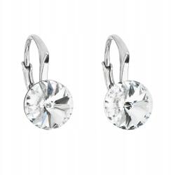 Evolution Group Ezüst függő fülbevaló fehér kerek Swarovski kristályokkal 31229.1 (31864)