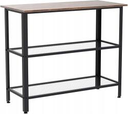  H Jinhui 3 szintes konzolasztal, 100 x 38 x 79 cm, ipari, keskeny (Vintage Tan Black)