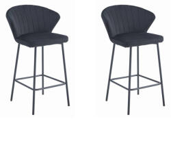 FDY Set 2 Scaun Bar Kors Catifea Negru
