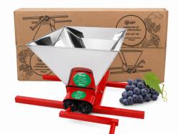 DDT Zdrobitor manual de struguri cuva din Inox, DDT, capacitate maruntire 300 kg h, cuva 25 l, Inox, Rosu (DDT-1018)
