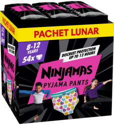 Pampers Scutece-chilotel pentru noapte Ninjamas pt Fetite 8-12 ani, 27-43 kg, 54 buc, Pampers