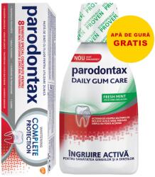 Parodontax Pachet Pasta de dinti Complete Protection Whitening Parodontax, 75 ml + Apa de gura fara alcool Daily Gum Care Fresh Mint Parodontax, 300 ml, Gsk