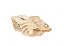 MV Ciucaleti Papuci dama de vara cu platforme de 7 cm, din piele naturala, bej, box, PAP4BEJ