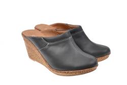Ciucaleti LUX Saboti dama gri din piele naturala cu platforme de 7 cm - TEA19GRI