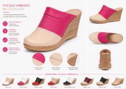 Ciucaleti LUX Saboti dama din piele naturala Bej - Fucsia cu talpa tip pana SB50BF