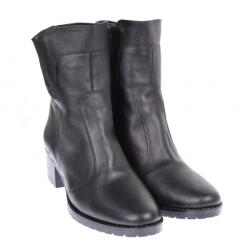 NIC-MAR Ghete dama, casual, din piele naturala, cu fermoar, negre, imblanite - B3N