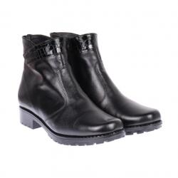 NIC-MAR Ghete dama, casual, din piele naturala, cu fermoar, negre, imblanite - B4N