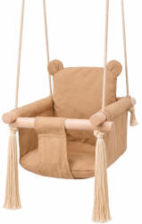 Ginger Home Детска Дървена Люлка Мече ginger home - Мека Памучна Седалка, до 30 кг, 28×28×196 см (w01d203)