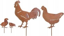 Kotarbau Set de figurine ciocănite ornamente de grădină găini rugină (M394) Ciocan