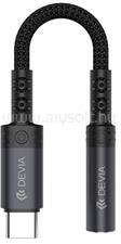 DEVIA EC608 audió adapter kábel 3.5mm jack aljzat - Type-C, 12cm, FEKETE (EC608) (EC608)