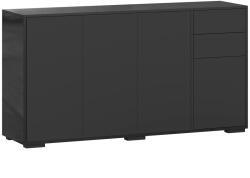 HOMCOM Bufet mobilier de depozitare 2 sertare glisante 4 uși poliță reglabilă panouri aglomerate 140 x 36 x 74 cm negru | Aosom Romania (838-077V82BK) Bufet