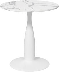 HomCom Masă rotundă, oțel vopsit electrostatic, MDF cu melamină, picioare antiderapante, 70 x 74 cm, Alb | Aosom Romania (83A-071V81WT)