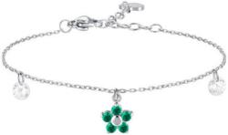 LUCA BARRA Steel Bracelet With Flower Pendant And Green Zircon Petals