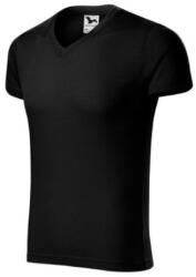 MALFINI Póló férfi Slim Fit V-neck 146 fekete 3XL méret