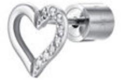 LUCA BARRA Mono Steel Earring With Heart With White Zircons